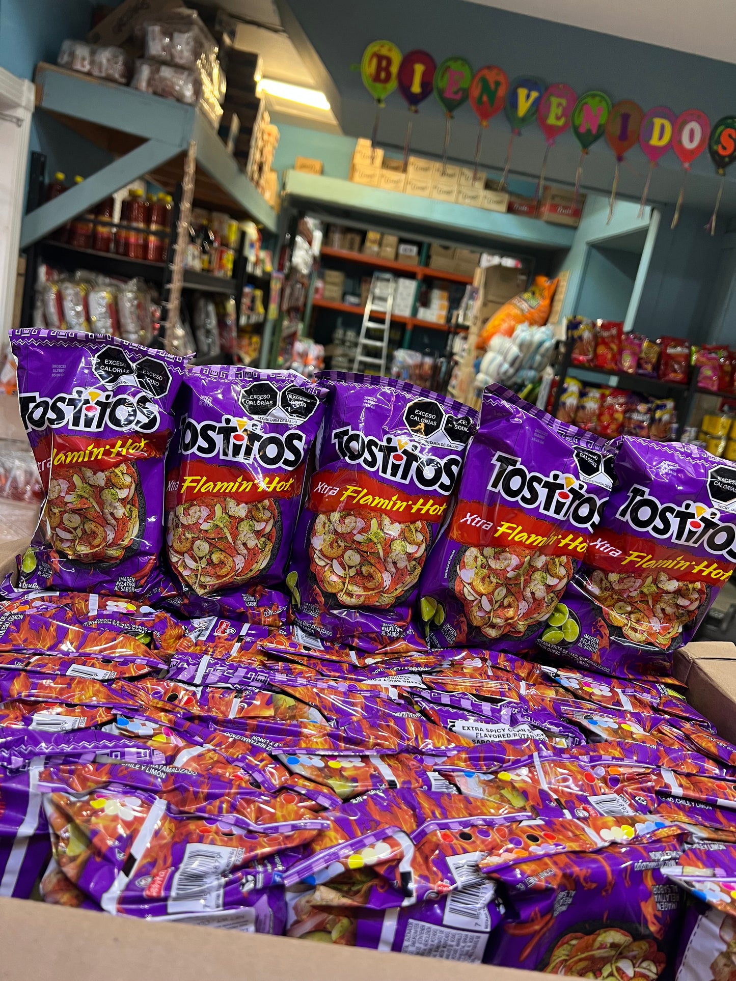 Tostitos Flamin Hot! 5 bags of 62 grams each. Delicious Spicy Chips For Snacking