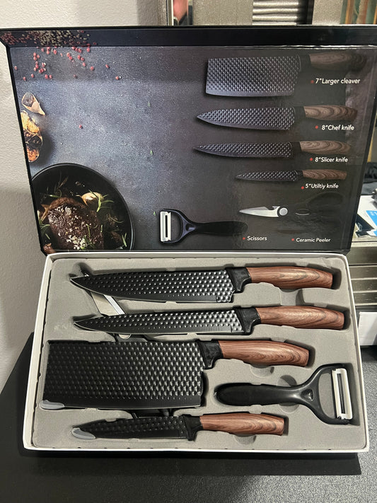 6-piece Stainless Steel Knife Sets Chef Knife And Wood Handle
