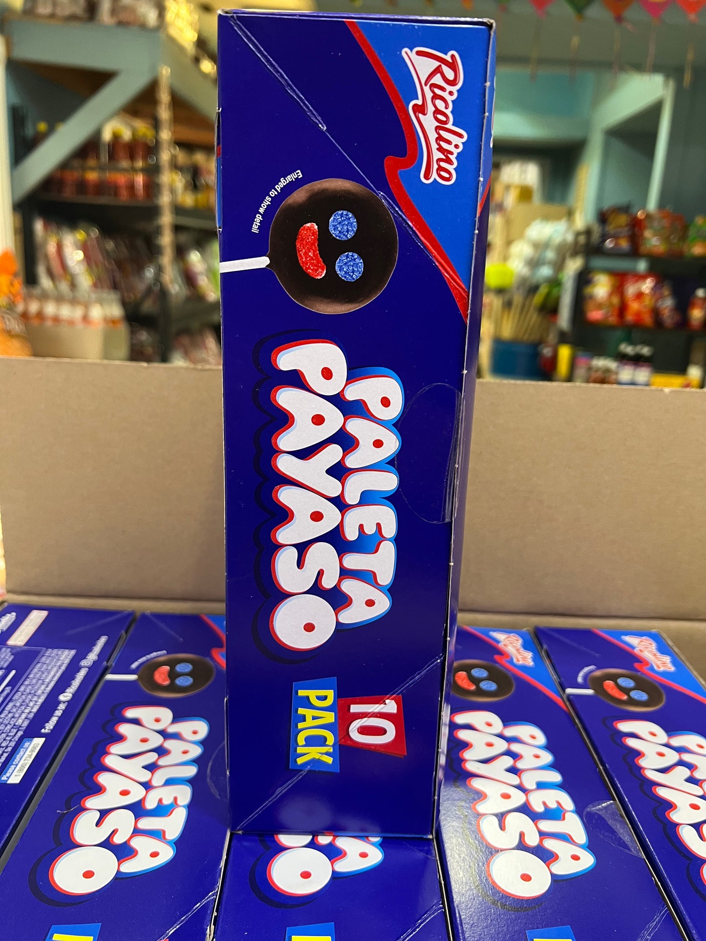 Ricolino Paleta Payaso Display 10 pcs Marshmallow Lollipop